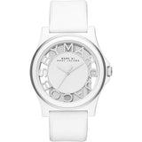  Shop Authentic Marc Jacobs Henry Skeleton White Dial White Leather Strap Watch for Women - MBM1241 - Luxxuri