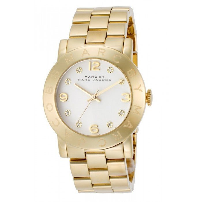 Marc Jacobs Amy White Dial Gold Steel Strap Watch for Women - MBM3056