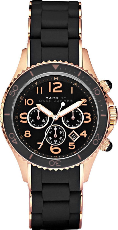  Shop Authentic Marc Jacobs Rock Chronograph Black Dial Black Silicone Strap Watch for Women - MBM2553 - Luxxuri