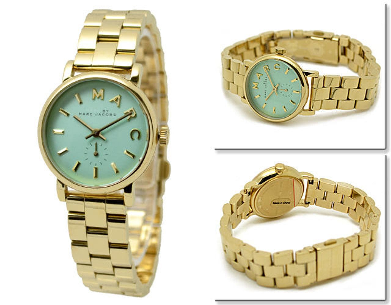  Shop Authentic Marc Jacobs Baker Mint Green Dial Gold Steel Strap Watch for Women - MBM3284 - Luxxuri