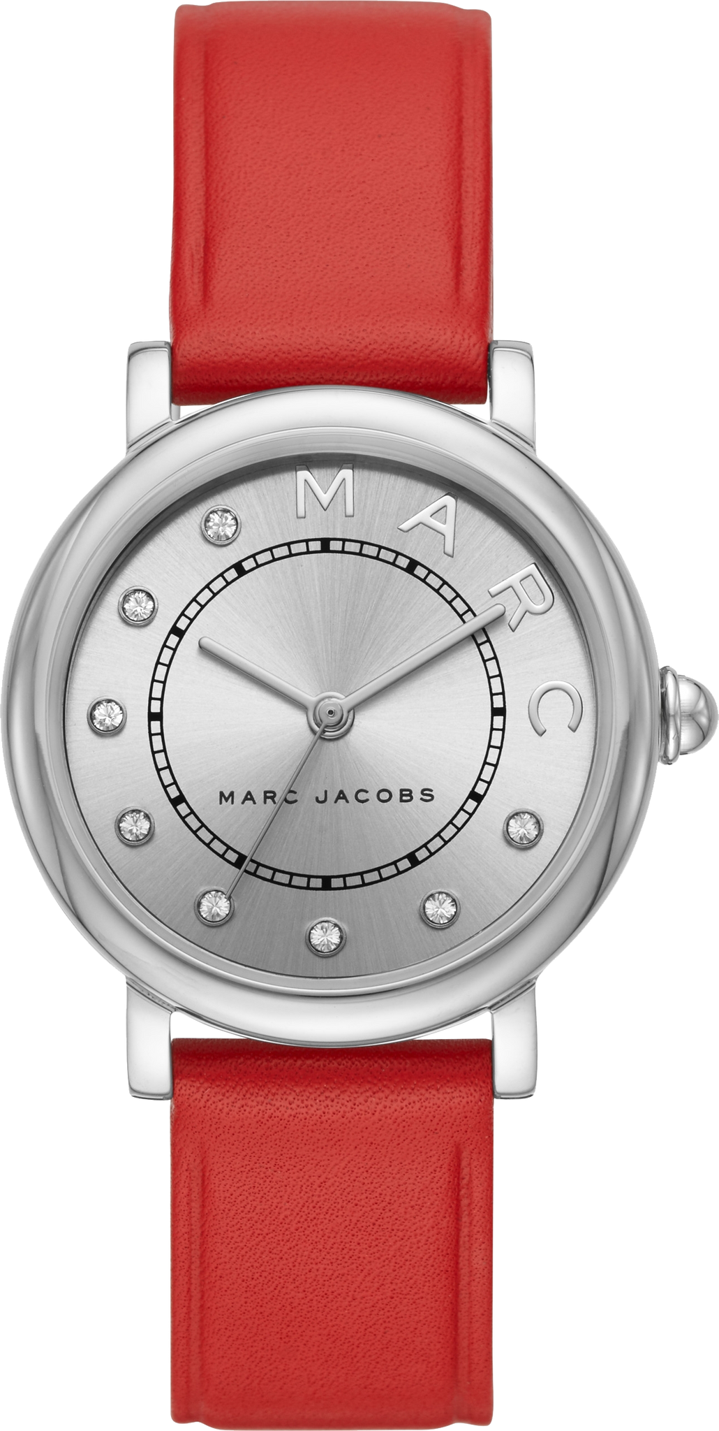 Marc Jacobs Roxy Silver Dial Red Leather Strap Watch for Women - MJ1632
