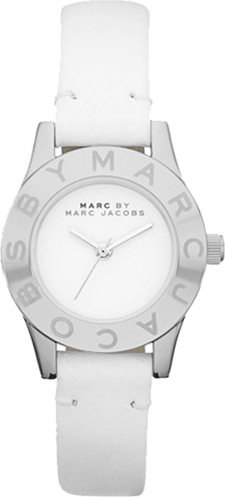 Marc Jacobs Mini Blade White Dial White Leather Strap Watch for Women - MBM1206