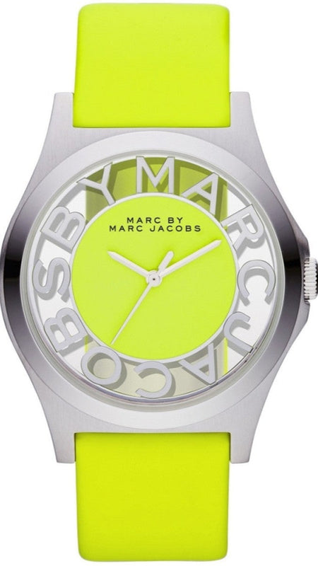  Shop Authentic Marc Jacobs Henry Skeleton Neon Yellow Dial Yellow Leather Strap Watch for Women - MBM1242 - Luxxuri