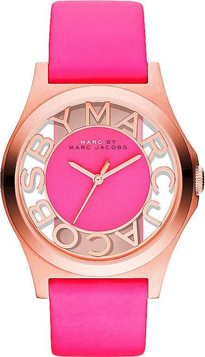  Shop Authentic Marc Jacobs Henry Skeleton Pink Dial Pink Leather Strap Watch for Women - MBM1243 - Luxxuri