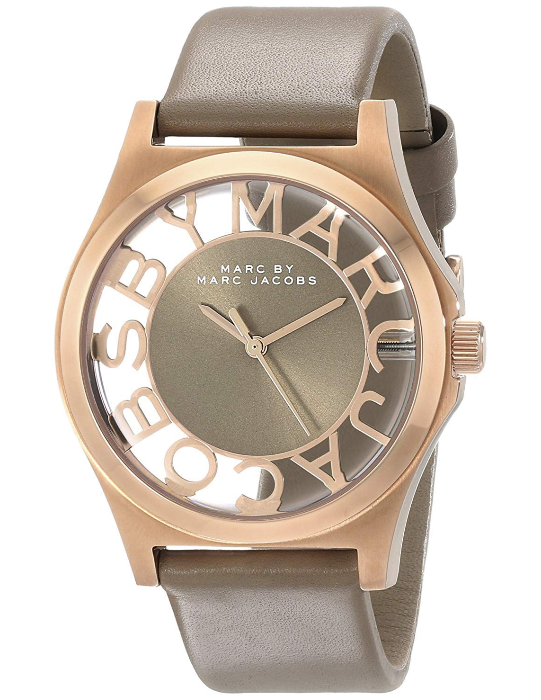 Marc Jacobs Henry Dinky Skeleton Beige Dial Beige Leather Strap Watch for Women - MBM1245