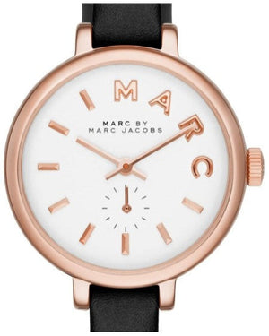  Shop Authentic Marc Jacobs Sally White Dial Black Leather Strap Watch for Women - MBM1352 - Luxxuri