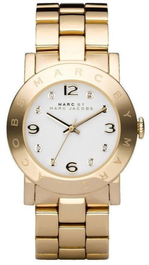  Shop Authentic Marc Jacobs Amy White Dial Gold Steel Strap Watch for Women - MBM3056 - Luxxuri