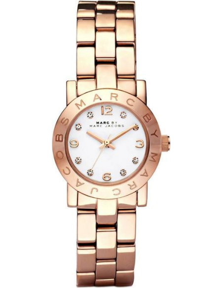 Marc Jacobs Mini Amy White Dial Rose Gold Steel Strap Watch for Women - MBM3078