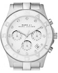 Marc Jacobs Blade Chronograph White Dial Silver Steel Strap Watch for Women - MBM3080