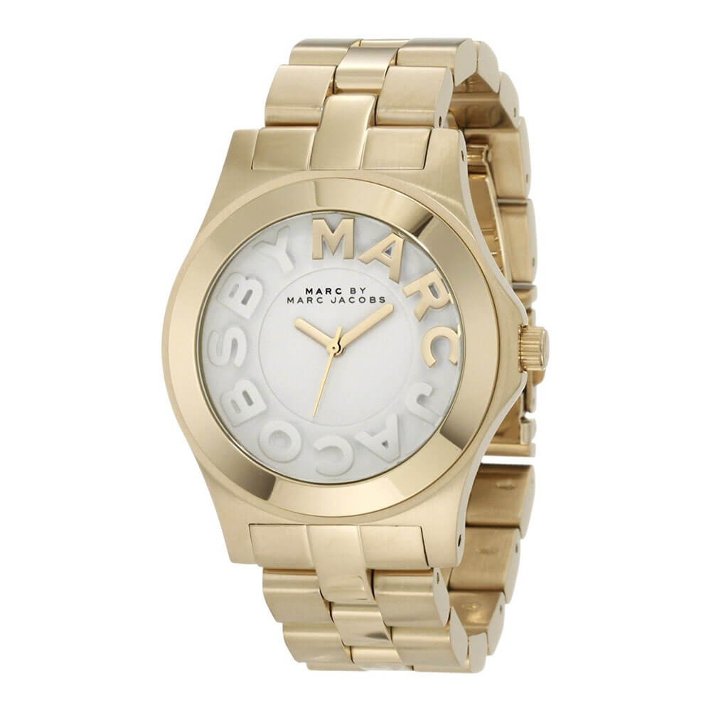 Marc Jacobs Rivera White Dial Gold Steel Strap Watch for Women - MBM3134