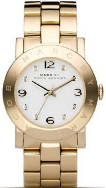  Shop Authentic Marc Jacobs Amy White Dial Gold Steel Strap Watch for Women - MBM3182 - Luxxuri