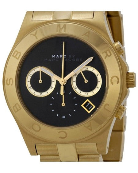  Shop Authentic Marc Jacobs Blade Chronograph Black Dial Gold Steel Strap Watch for Women - MBM3309 - Luxxuri