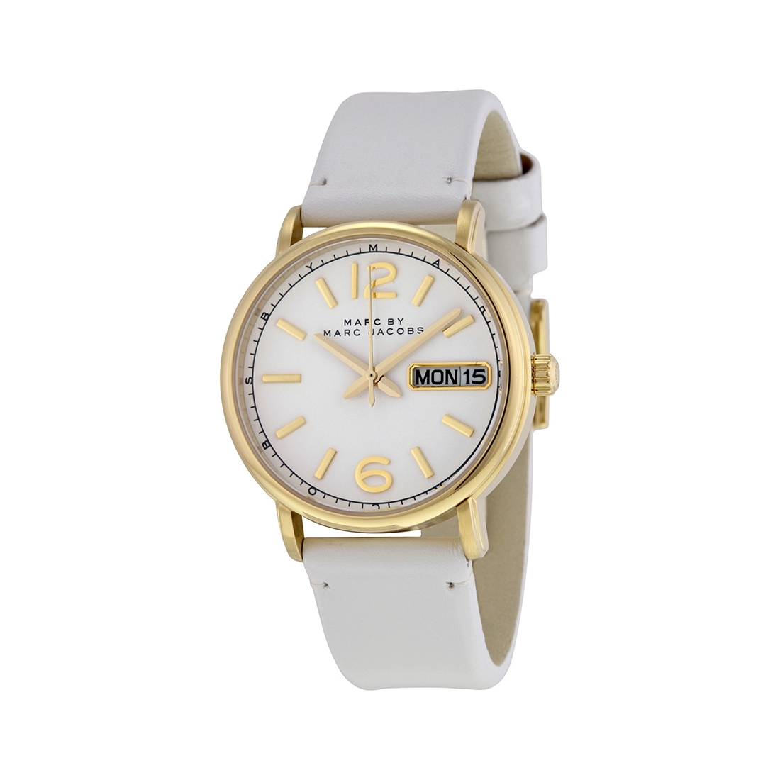  Shop Authentic Marc Jacobs Fergus White Dial White Leather Strap Watch for Women - MBM8653 - Luxxuri