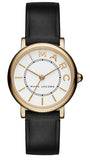 Marc Jacobs Roxy White Dial Black Leather Strap Watch for Women - MJ1537