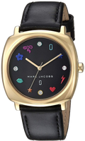 Marc Jacobs Mandy Black Dial Black Leather Strap Watch for Women - MJ1597