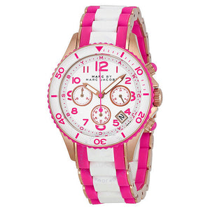  Shop Authentic Marc Jacobs Rock Chronograph White Dial Two Tone Silicone Strap Watch for Women - MBM2593 - Luxxuri