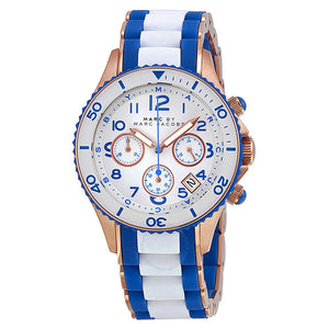  Shop Authentic Marc Jacobs Rock Chronograph White Dial Two Tone Silicone Strap Watch for Women - MBM2594 - Luxxuri