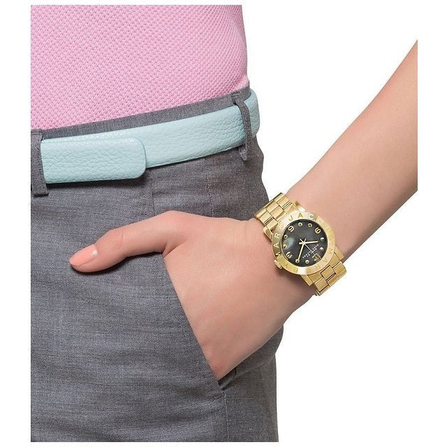  Shop Authentic Marc Jacobs Amy Black Dial Gold Steel Strap Watch for Women - MBM3273 - Luxxuri