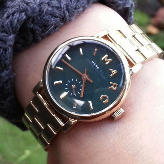  Shop Authentic Marc Jacobs Baker Green Dial Gold Steel Strap Watch for Women - MBM3249 - Luxxuri