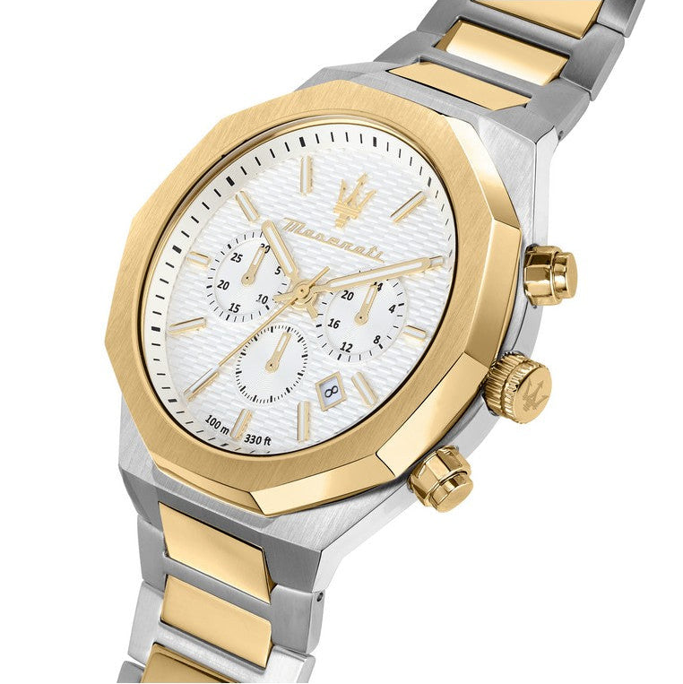  Shop Authentic Maserati Stile Chronograph White Dial Two Tone Steel Strap Watch For Men - R8873642009 - Luxxuri