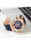  Shop Authentic Maserati Potenza 42mm Rose Gold & Blue Dial Blue Leather Strap Watch For Men - R8851108027 - Luxxuri