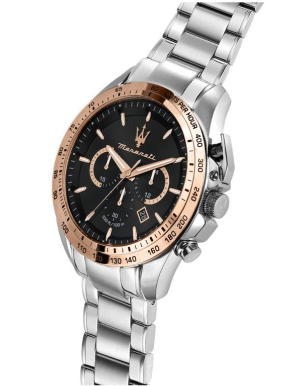  Shop Authentic Maserati Traguardo Chronograph Limited Edition Black Dial Silver Steel Strap Watch For Men - R8873612047 - Luxxuri