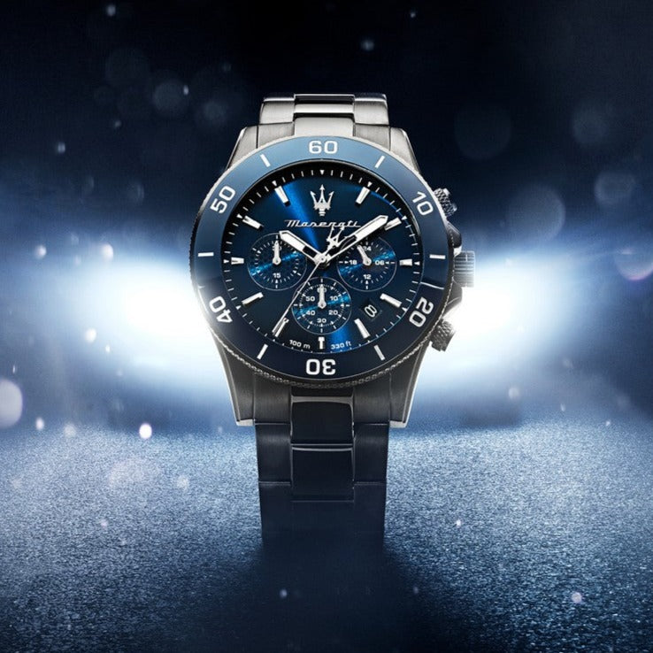  Shop Authentic Maserati Competizione Chronograph Blue Dial Black Steel Strap Watch For Men - R8873600005 - Luxxuri