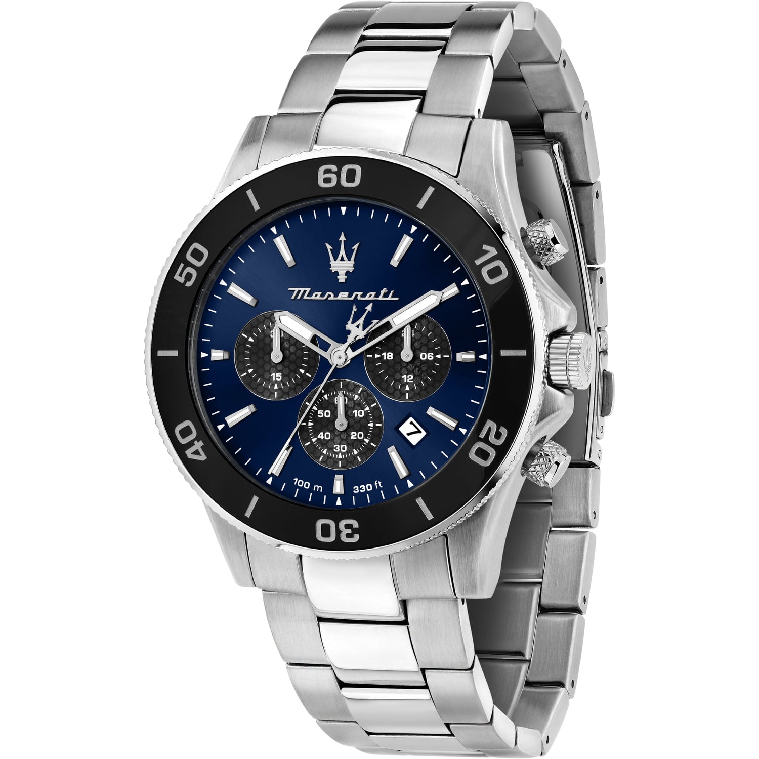 Maserati Competizione Chronograph Blue Dial Silver Steel Strap Watch For Men - R8873600009