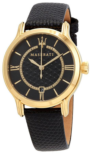  Shop Authentic Maserati Epoca Black Dial Black Leather Strap Watch For Women - R8851118501 - Luxxuri