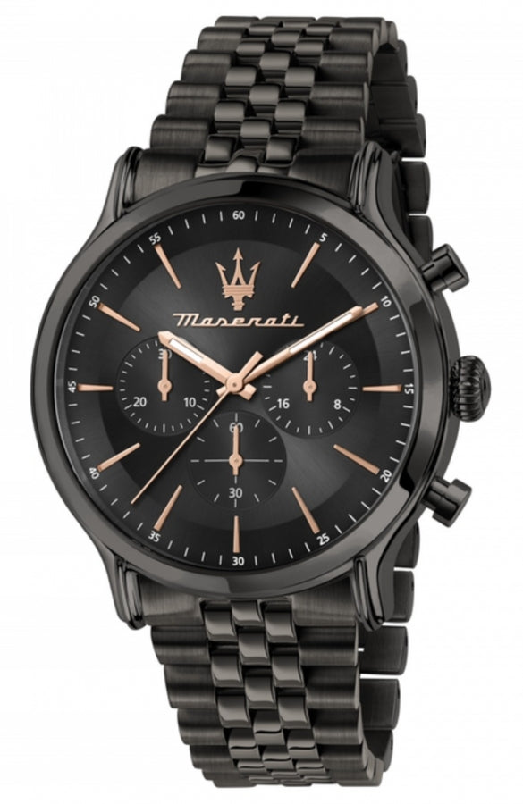  Shop Authentic Maserati Epoca Limited Edition Chronograph Black Dial Black Steel Strap Watch For Men - R8873618019 - Luxxuri