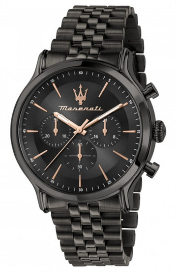  Shop Authentic Maserati Epoca Limited Edition Chronograph Black Dial Black Steel Strap Watch For Men - R8873618019 - Luxxuri