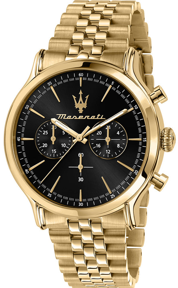  Shop Authentic Maserati Epoca Chronograph Black Dial Gold Steel Strap Watch For Men - R8873618023 - Luxxuri