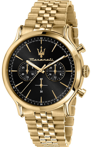  Shop Authentic Maserati Epoca Chronograph Black Dial Gold Steel Strap Watch For Men - R8873618023 - Luxxuri