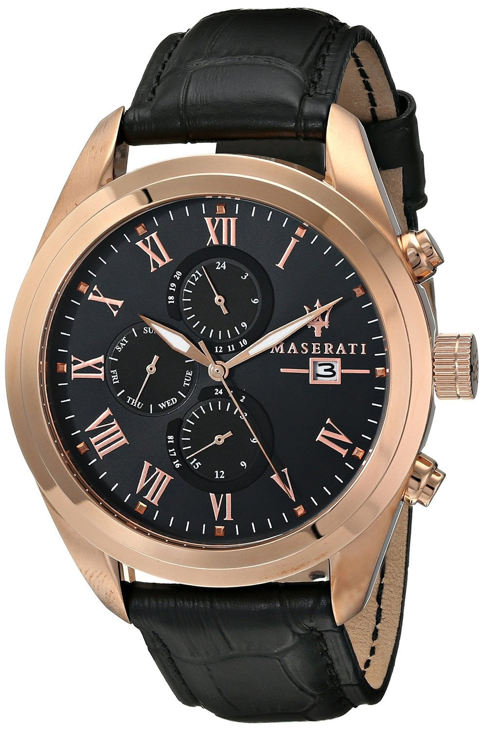  Shop Authentic Maserati Traguardo Chronograph Black Dial Black Leather Strap Watch For Men - R8871612002 - Luxxuri