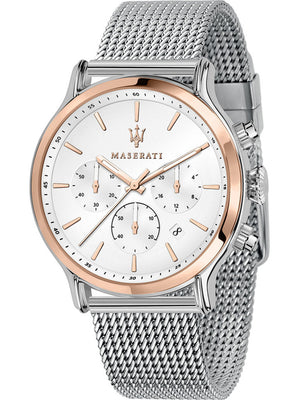  Shop Authentic Maserati Epoca White Dial Chronograph Silver Mesh Bracelet Watch For Men - R8873618009 - Luxxuri