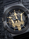  Shop Authentic Maserati Potenza Automatic Black Dial Black Leather Strap Watch For Men - R8821108036 - Luxxuri