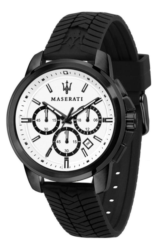  Shop Authentic Maserati Successo 44mm White Dial Black Silicone Strap Watch For Men - R8871621010 - Luxxuri