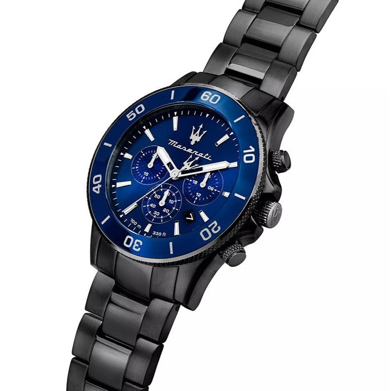  Shop Authentic Maserati Competizione Chronograph Blue Dial Black Steel Strap Watch For Men - R8873600005 - Luxxuri