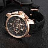  Shop Authentic Maserati Successo 44mm Black Rose Gold Dial Black Rubber Strap Watch For Men - R8871621012 - Luxxuri