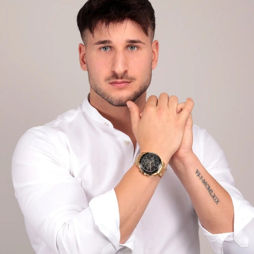  Shop Authentic Maserati Traguardo Chronograph Black Dial Gold Steel Strap Watch For Men - R8873612041 - Luxxuri