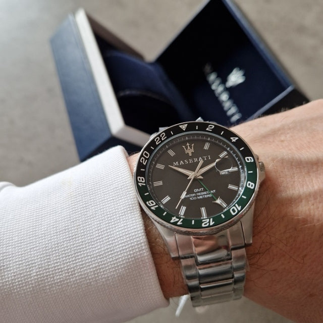  Shop Authentic Maserati SFIDA Chronograph Black Dial Silver Steel Strap Watch For Men - R8853140005 - Luxxuri