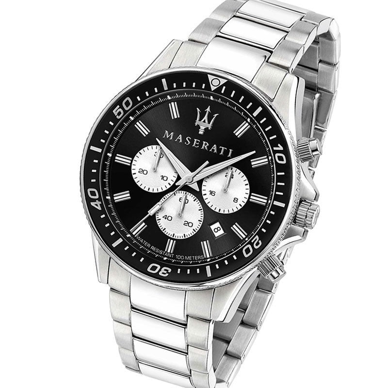  Shop Authentic Maserati SFIDA Chronograph Black Dial Silver Steel Strap Watch For Men - R8873640004 - Luxxuri