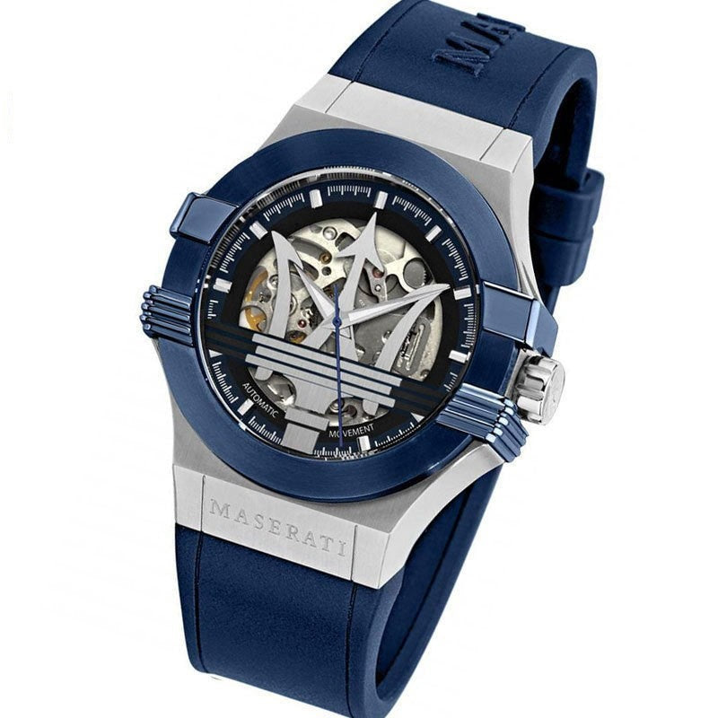  Shop Authentic Maserati Potenza 42mm Blue Dial Automatic Silicone Strap Watch For Men - R8821108028 - Luxxuri