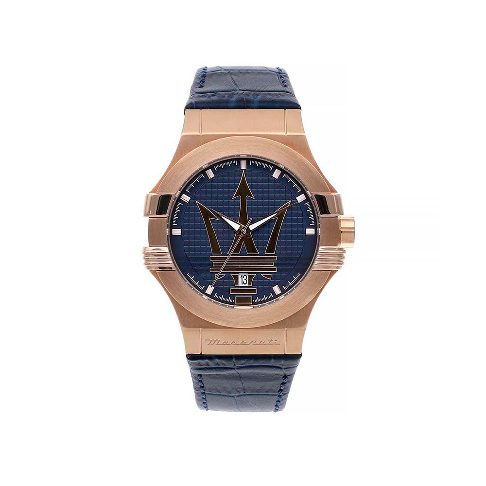  Shop Authentic Maserati Potenza 42mm Rose Gold & Blue Dial Blue Leather Strap Watch For Men - R8851108027 - Luxxuri