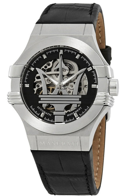  Shop Authentic Maserati Potenza Automatic Black Dial Black Leather Strap Watch For Men - R8821108001 - Luxxuri