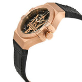  Shop Authentic Maserati Potenza Automatic Rose Gold Dial Black Leather Strap Watch For Men - R8821108002 - Luxxuri
