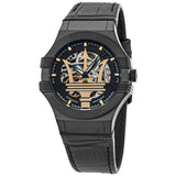  Shop Authentic Maserati Potenza Skeleton Limited Edition Black Dial Black Leather Strap Watch For Men - R8821108027 - Luxxuri