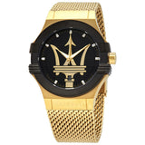  Shop Authentic Maserati Potenza Quartz Black Dial Gold Mesh Bracelet Watch For Men - R8853108006 - Luxxuri