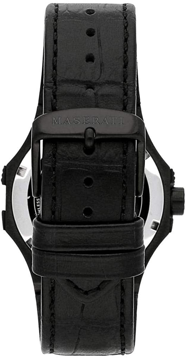  Shop Authentic Maserati Potenza Skeleton Limited Edition Black Dial Black Leather Strap Watch For Men - R8821108027 - Luxxuri