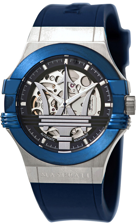  Shop Authentic Maserati Potenza Skeleton Dial Quartz Blue Silicon Watch For Men - R8821108028 - Luxxuri